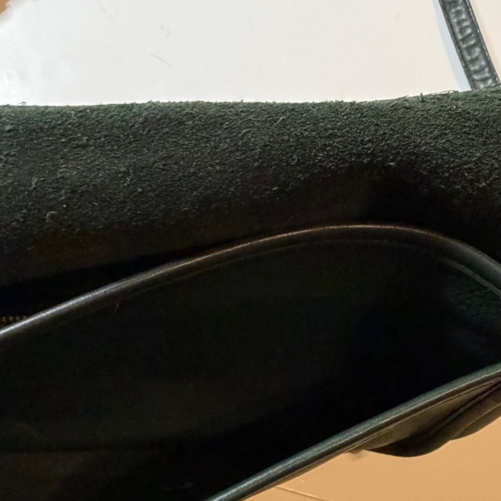 Vintage Coach City Bag 9790 Forest Green Leather Crossbody Turnlock AS IS - Picture 5 of 12